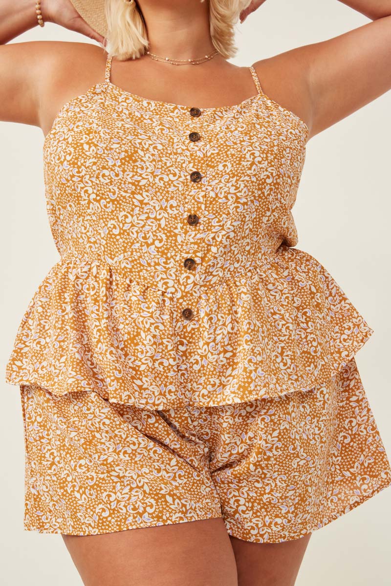 Floral Paisley Buttoned Wide Leg Romper 3
